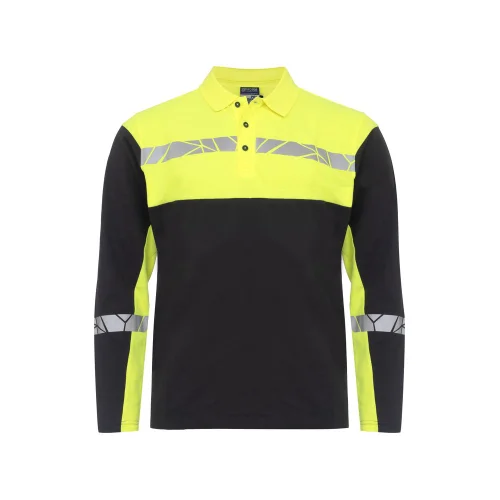 Polo piqué de manga larga Projob 7004 Ref 647004 - Negro Amarillo
