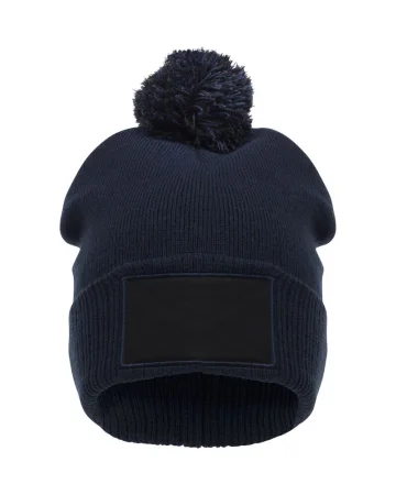 Gorro de punto con pompón y parche clique bryan